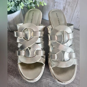 Marc Fisher Cazzie Gold Espadrille Wedge Sandals
